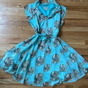 Collectif London Teal Skull Swing Dress